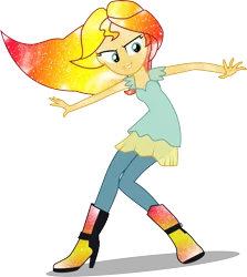 Size: 4961x5554 | Tagged: safe, artist:digiradiance, artist:owlisun, derpibooru import, edit, sunset shimmer, equestria girls, my past is not today, rainbow rocks, absurd resolution, clothes, galaxy, high heel boots, simple background, solo, transparent background, vector