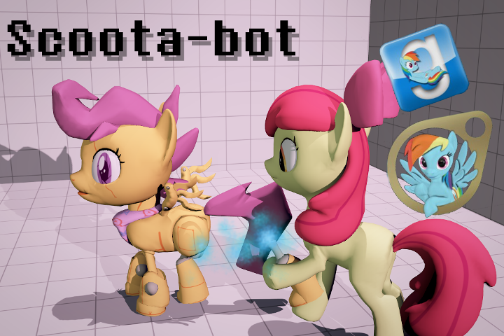 Size: 720x480 | Tagged: 3d, apple bloom, artist:dracagon, artist:dreadmaster231, artist:fillerartist, derpibooru import, downloadable, download at source, duo, gmod, leg torn, robot, robot gore, safe, scootabot, scootaloo, shocked, source filmmaker