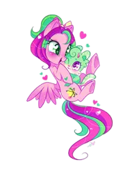 Size: 1200x1579 | Tagged: safe, artist:ipun, derpibooru import, oc, oc:gadget, oc:precious metal, unofficial characters only, pegasus, pony, heart eyes, pet, pet oc, simple background, transparent background, wingding eyes