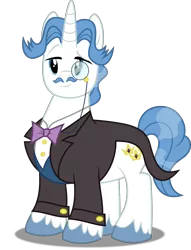 Size: 3054x4000 | Tagged: absurd resolution, artist:dashiesparkle, bowtie, clothes, derpibooru import, fancypants, monocle, ponyscape, raised eyebrow, safe, simple background, smiling, solo, spectacles, suit, .svg available, sweet and elite, transparent background, vector