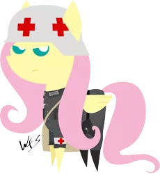 Size: 5010x5445 | Tagged: absurd resolution, artist:facelesssoles, clothes, derpibooru import, fluttermedic, fluttershy, nazi, pointy ponies, safe, simple background, solo, transparent background, uniform