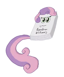 Size: 700x840 | Tagged: artist:pennieblack, derpibooru import, dictionary, dictionary belle, literal, safe, solo, sweetie belle, the return of harmony