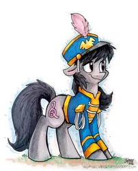 Size: 647x800 | Tagged: artist:spainfischer, background pony, clothes, derpibooru import, marching band, marching band uniform, octavia melody, safe, signature, solo, traditional art, younger