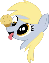 Size: 2230x2829 | Tagged: safe, artist:chrispy248, derpibooru import, derpy hooves, pegasus, pony, balancing, bust, female, food, mare, muffin, ponies balancing stuff on their nose, portrait, solo, tongue out