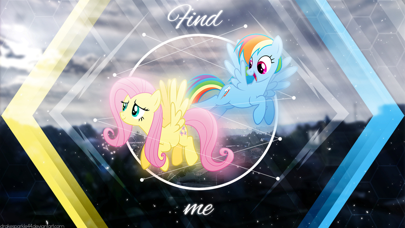 Size: 1920x1080 | Tagged: artist:almostfictional, artist:drakesparkle44, artist:xpesifeindx, city, derpibooru import, effects, fluttershy, flying, rainbow dash, safe, vector, wallpaper