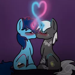 Size: 768x768 | Tagged: artist:miocrapychaos, derpibooru import, female, heart, kissing, love, male, oc, oc:ghost havoc, oc:sweet cakes, safe, shipping, straight, unofficial characters only