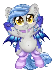 Size: 1024x1350 | Tagged: safe, artist:silent-shadow-wolf, derpibooru import, oc, oc:midnight radiance, unofficial characters only, bat pony, pony, chibi, clothes, simple background, socks, solo, striped socks, transparent background, watermark