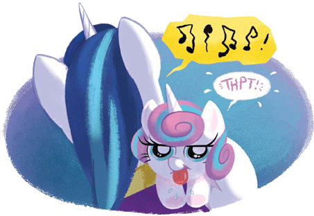 Size: 453x312 | Tagged: safe, artist:amy mebberson, derpibooru import, princess flurry heart, shining armor, good night baby flurry heart, burp, cute, faic, father and daughter, flurrybetes, music notes, onomatopoeia, raspberry, raspberry noise, tongue out