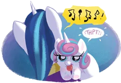 Size: 453x312 | Tagged: safe, artist:amy mebberson, derpibooru import, princess flurry heart, shining armor, good night baby flurry heart, burp, cute, faic, father and daughter, flurrybetes, music notes, onomatopoeia, raspberry, raspberry noise, tongue out