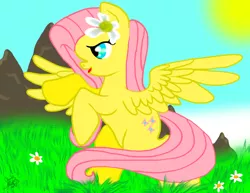 Size: 1024x791 | Tagged: artist:candiphoenixes, derpibooru import, flower, flower in hair, fluttershy, nature, safe, solo