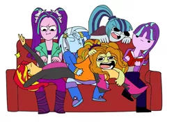 Size: 758x544 | Tagged: safe, artist:trixiedusk09, derpibooru import, adagio dazzle, aria blaze, sonata dusk, starlight glimmer, sunset shimmer, trixie, equestria girls, alternate mane six, counterparts, draw the squad, magical trio, the dazzlings, twilight's counterparts