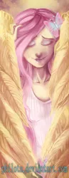 Size: 3000x7750 | Tagged: artist:philota, derpibooru import, fluttershy, human, humanized, safe, solo, winged humanization