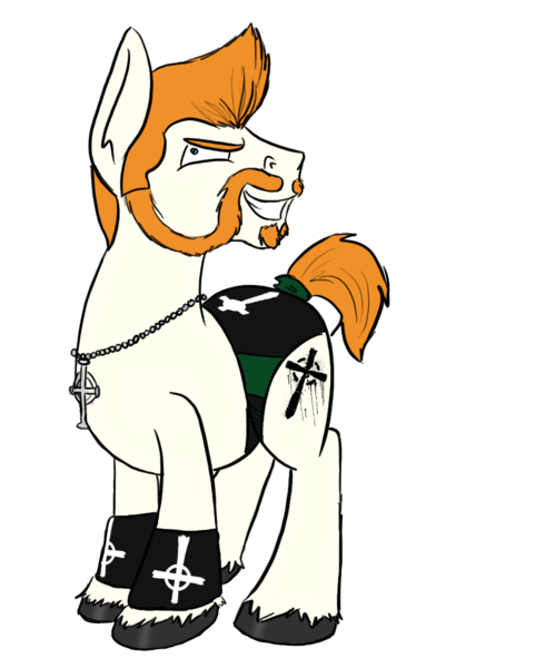 Size: 859x1051 | Tagged: alternate version, artist:tateshaw, beard, cross, derpibooru import, ponified, safe, sheamus, solo, wrestling, wwe