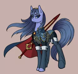 Size: 1600x1532 | Tagged: armor, artist:asimos, boots, cape, clothes, derpibooru import, falchion, fire emblem, lucina, ponified, safe, solo, sword, weapon, windswept mane