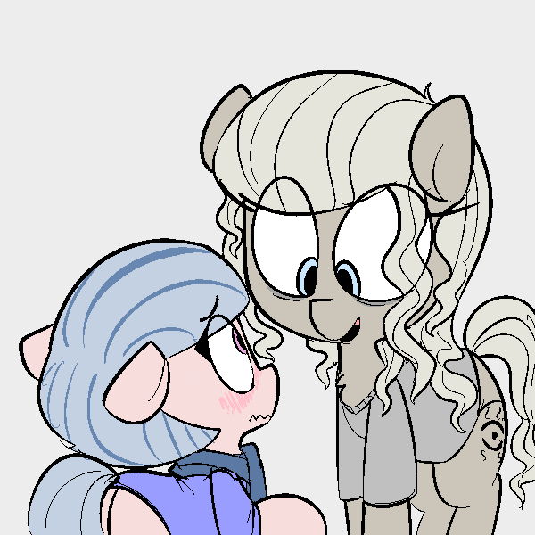 Size: 600x600 | Tagged: safe, artist:whydomenhavenipples, derpibooru import, oc, oc:closed circuit, oc:rem, unofficial characters only, earth pony, pony, northern excursion, blushing, clothes, colored, scarf, shirt