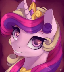 Size: 1280x1434 | Tagged: safe, artist:evehly, derpibooru import, princess cadance, pony, bust, close-up, colored pupils, female, looking at you, mare, portrait, smiling, solo