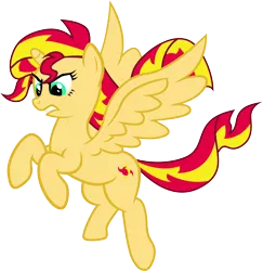 Size: 4564x4696 | Tagged: safe, artist:evil-sparkle, derpibooru import, sunset shimmer, alicorn, pony, absurd resolution, alicornified, flash puppet, flying, race swap, shimmercorn, simple background, solo, transparent background, vector