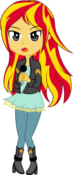 Size: 5816x13659 | Tagged: safe, artist:evil-sparkle, derpibooru import, sunset shimmer, equestria girls, absurd resolution, clothes, high heel boots, leather jacket, microphone, open mouth, solo