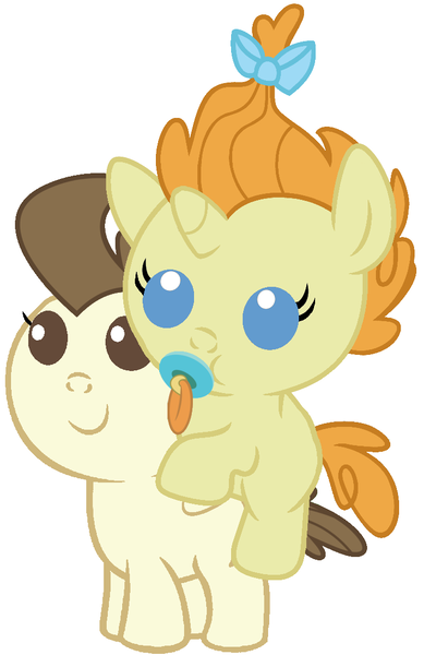 Size: 732x1128 | Tagged: safe, artist:red4567, derpibooru import, pound cake, pumpkin cake, pony, baby, baby ponies, baby pony, brother and sister, cake twins, cute, pacifier, ponies riding ponies, poundabetes, pumpkinbetes, riding, siblings, weapons-grade cute