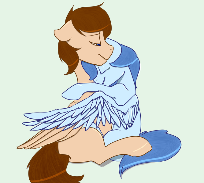 Size: 3000x2700 | Tagged: safe, artist:cold blight, derpibooru import, oc, oc:nebula bolt, oc:pacer, unofficial characters only, pegasus, pony, couple, cuddling, cute, female, hug, lovebirds, male, snuggling, straight