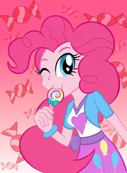 Size: 1041x1425 | Tagged: safe, artist:luckyacesnof, derpibooru import, pinkie pie, equestria girls, :3, candy, cute, diapinkes, food, solo, sweets