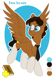 Size: 950x1360 | Tagged: safe, artist:peridotkitty, derpibooru import, oc, oc:trig silver, unofficial characters only, pegasus, pony, necktie, solo