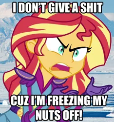 Size: 365x390 | Tagged: safe, derpibooru import, edit, edited screencap, screencap, sunset shimmer, equestria girls, friendship games, angry, caption, exploitable meme, farce of the penguins, image macro, meme, movie reference, photoshop, solo, sunset is not willing to learn, vulgar