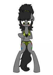 Size: 1560x2200 | Tagged: safe, artist:nekro-led, derpibooru import, oc, oc:martem diode, unofficial characters only, pony, belly button, bikini, bipedal, clothes, rule 63, solo, swimsuit