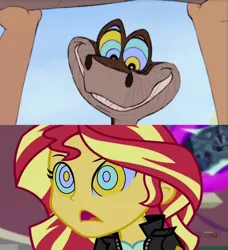 Size: 913x1001 | Tagged: safe, derpibooru import, sunset shimmer, snake, equestria girls, friendship games, exploitable meme, imminent vore, kaa, kaa eyes, meme, mind control, peril, the jungle book