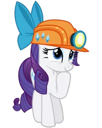 Size: 2400x3000 | Tagged: safe, artist:cheezedoodle96, derpibooru import, rarity, pony, gauntlet of fire, .svg available, cute, female, helmet, hoof on chin, inkscape, looking up, mare, mining helmet, raribetes, simple background, smiling, solo, svg, transparent background, vector