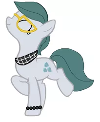 Size: 663x810 | Tagged: safe, artist:thefanficfanpony, derpibooru import, cloudy quartz, earth pony, pony, adoraquartz, alternate hairstyle, bracelet, cute, eyes closed, female, glasses, mare, smiling, solo, younger