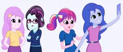 Size: 1374x582 | Tagged: safe, artist:lovelygirlmusicer, derpibooru import, princess cadance, princess celestia, princess luna, principal abacus cinch, equestria girls, friendship games, cinchabetes, cute, cutedance, dean cadance, lunabetes, pink-mane celestia, principal celestia, vice principal luna, younger, younger cinch