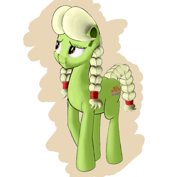 Size: 2291x2291 | Tagged: artist:ritorical, derpibooru import, granny smith, safe, simple background, solo, younger, young granny smith