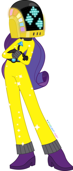 Size: 1466x3442 | Tagged: safe, artist:sigmastarlight, derpibooru import, rarity, equestria girls, rainbow rocks, clothes, crossed arms, daft punk, daft rarity, helmet, hidden face, reference, simple background, solo, transparent background, vector