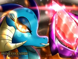 Size: 1024x780 | Tagged: artist:kenjikanzaki05, bloodstone scepter, derpibooru import, dragon, dragoness, dragon lord ember, gauntlet of fire, looking at you, princess ember, queen, safe, solo
