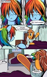 Size: 800x1300 | Tagged: alternate timeline, artist:vistamage, comic, comic:decadence, crystal war timeline, derpibooru import, oc, oc:featherwind, rainbow dash, safe