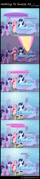 Size: 1450x6400 | Tagged: semi-grimdark, artist:evil-dec0y, derpibooru import, princess cadance, princess flurry heart, shining armor, twilight sparkle, twilight sparkle (alicorn), alicorn, pony, unicorn, the crystalling, comic, dark comedy, dead, death, female, filly, implied death, male, mare, nightmare night, shining armor is a goddamn moron, skeleton, stallion, wide eyes