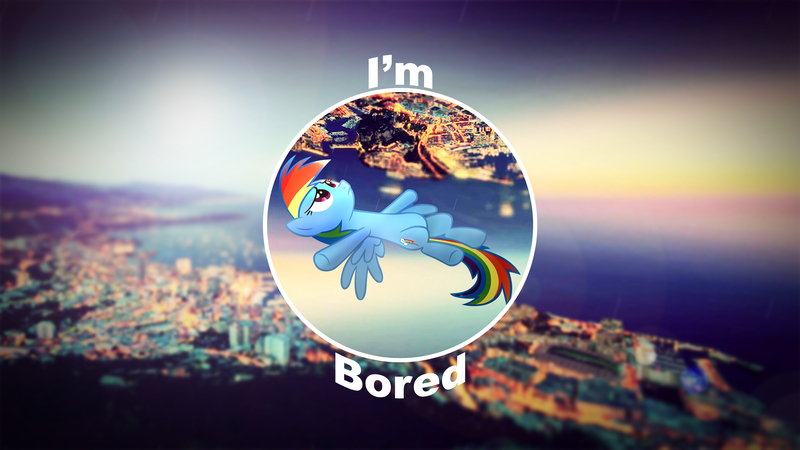 Size: 3840x2160 | Tagged: artist:scrimpeh, artist:spntax, bored, city, derpibooru import, on back, rainbow dash, safe, vector, wallpaper