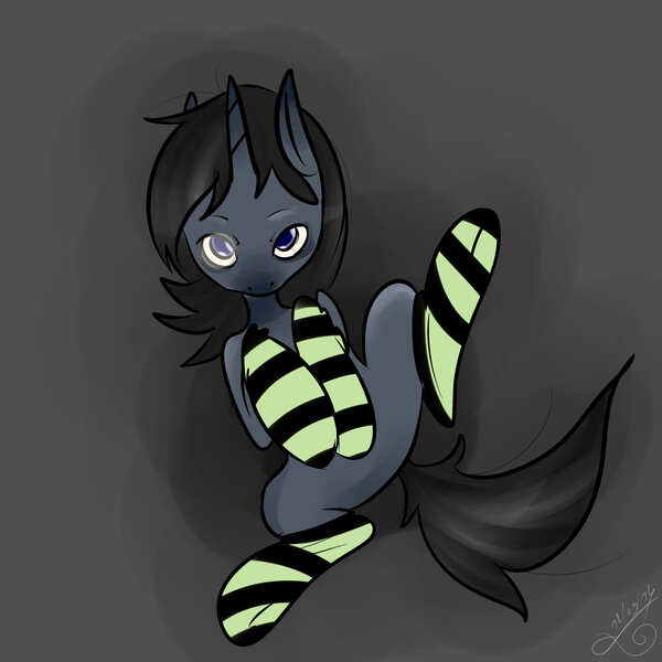 Size: 2480x2480 | Tagged: artist:falloutmuse, clothes, derpibooru import, gray, oc, oc:absentia, safe, socks, solo, striped socks, unofficial characters only