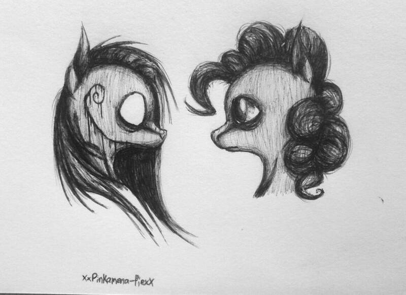 Size: 1163x844 | Tagged: semi-grimdark, artist:xxpinkamena-piexx, derpibooru import, pinkie pie, pinkamena diane pie, traditional art