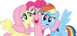 Size: 12866x6000 | Tagged: absurd resolution, artist:vulthuryol00, derpibooru import, fluttershy, hug, pinkie pie, rainbow dash, safe, simple background, .svg available, the super speedy cider squeezy 6000, transparent background, vector