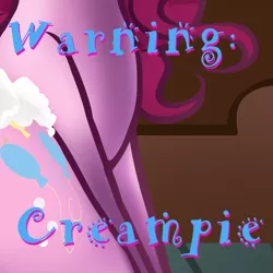 Size: 1132x1132 | Tagged: artist:kinkypinkie, close-up, creampie, derpibooru import, female, food, implied straight, pinkie pie, sitting, solo, solo female, suggestive, whipped cream