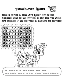 Size: 1200x1448 | Tagged: safe, derpibooru import, rarity, spike, dragon, pony, unicorn, activity book, bad pickup line spike, male, mare, word search
