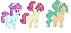 Size: 847x400 | Tagged: safe, artist:berrypunchrules, derpibooru import, diwata aino, garden grove, sunny flare, ponified, equestria girls, friendship games, background human, chibi, crystal prep shadowbolts, equestria girls ponified, ruby red, simple background, transparent background