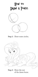 Size: 632x1264 | Tagged: safe, artist:giantmosquito, derpibooru import, fluttershy, pegasus, pony, comic, how to draw, how to draw an owl meme, lineart, monochrome, tutorial