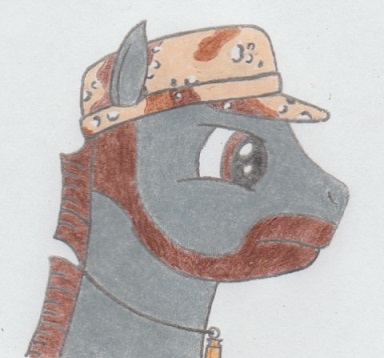 Size: 384x358 | Tagged: artist:agentappleblanket, beard, camouflage, derpibooru import, hat, oc, oc:leadhoof, pencil drawing, safe, traditional art, unofficial characters only