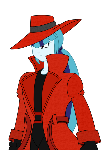 Size: 621x850 | Tagged: safe, artist:combatkaiser, derpibooru import, sonata dusk, equestria girls, rainbow rocks, carmen sandiego, clothes, clothes swap, cosplay, costume, crossover, serious face, simple background, transparent background, where in the world is carmen sandiego