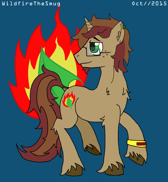 Size: 805x873 | Tagged: safe, artist:wildfirethesmug, derpibooru import, oc, oc:wildfire ignitus, unofficial characters only, pony, cutie mark, glasses, goatee, male, stallion