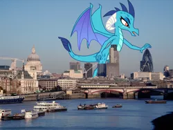 Size: 2592x1944 | Tagged: city, derpibooru import, dragon, england, gauntlet of fire, giantess, highrise ponies, irl, london, macro, photo, ponies in real life, princess ember, safe, vector