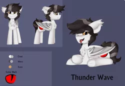 Size: 4492x3093 | Tagged: safe, derpibooru import, oc, oc:thunder wave, unofficial characters only, vampony, chest fluff, fangs, looking at you, reference sheet, solo, tongue out, underhoof, wink